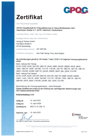 Zertifikat über die Präqualifizierung als Hilfsmittelerbringer