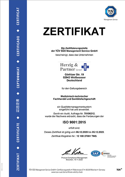 Zertifikat über die Einführung eines Qualitätsmanagementsystems nach ISO 9001:2008